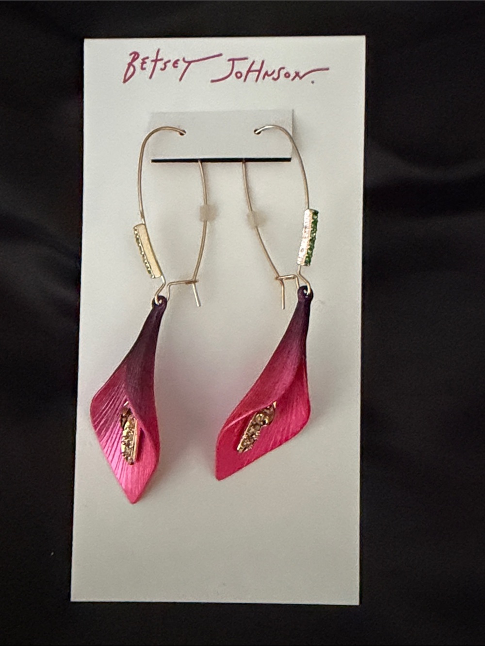 Betsey Johnson Calla Lilly Drop Earrings with Gold Accents